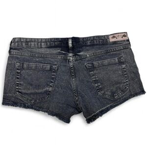 Low rise Mango MNG Dark Gray Frayed Hem Denim Shorts